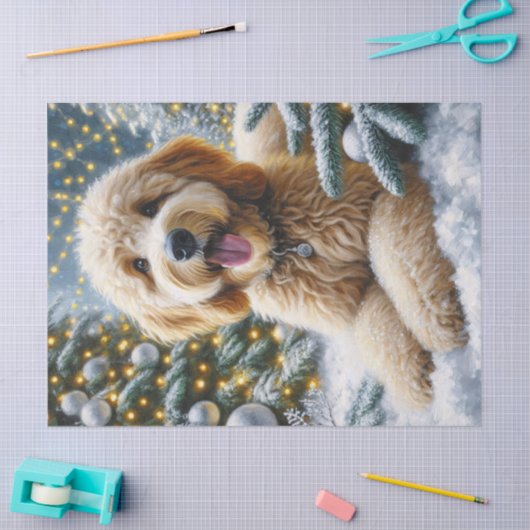 Schattigee Goldendoodle Winter Wonderland Decoupag Tissuepapier (Craft)