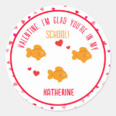 Schattigee Goldfish Kinder Classroom School Valent Ronde Sticker (Voorkant)