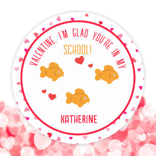 Schattigee Goldfish Kinder Classroom School Valent Ronde Sticker