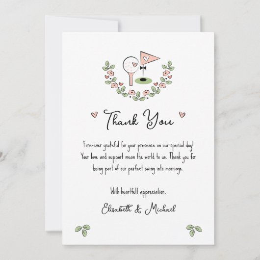 Schattigee Golf Theme Bruiloft Dank u Kaart met Fo (Achterkant)