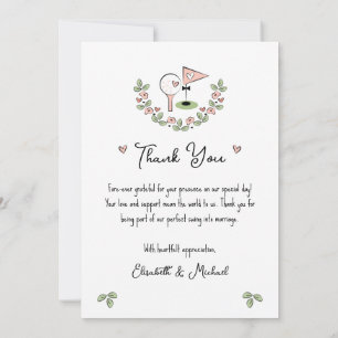 Schattigee Golf Theme Bruiloft Dank u Kaart met Fo