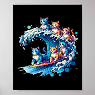 Schattigee golf van blauwe katten voor Kamala Funn Poster