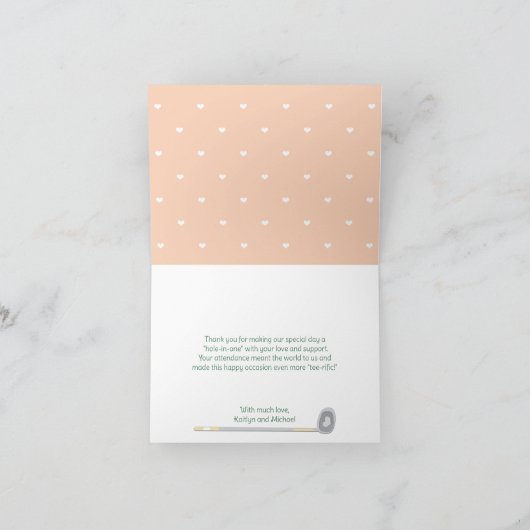 Schattigee golfbal bruiloft douche dank u bedankkaart (Binnen)