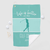 Schattigee Golfer Golfbaan Sport Quote Blauwgroen Golfhanddoek (Insitu)