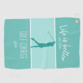 Schattigee Golfer Golfbaan Sport Quote Blauwgroen Golfhanddoek (Horizontaal)