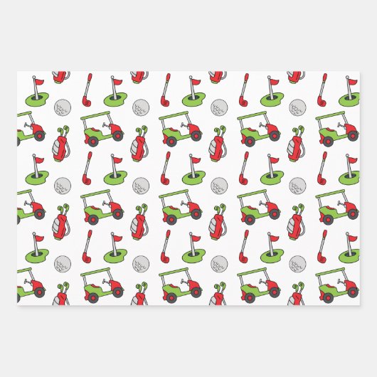 Schattigee golfkerst inpakpapier vel (Voorkant 3)