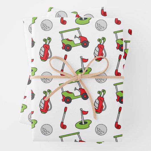 Schattigee golfkerst inpakpapier vel (In situ)