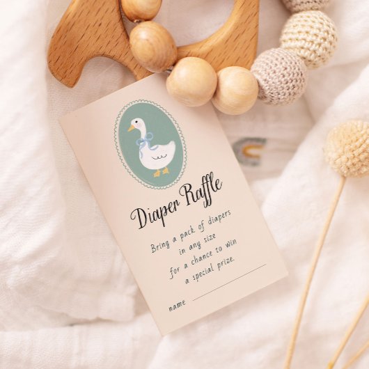 Schattigee Goose Baby shower Luier Raffle Enclosur Informatiekaartje