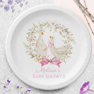 Schattigee Goose Duck Flowers Baby shower Girl Papieren Bordje