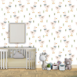 Schattigee Goose Duck Greenery Nursey Kinder Baby Behang