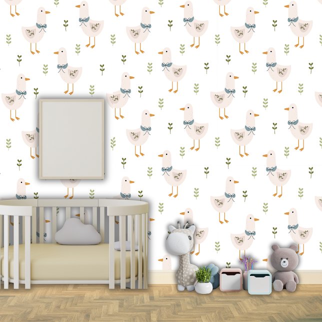 Schattigee Goose Duck Greenery Nursey Kinder Baby  Behang (Creator heeft geüpload)