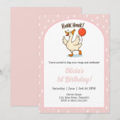 Schattigee Goose meisjes 1e Verjaardag Uitnodiging (Voorkant / Achterkant)