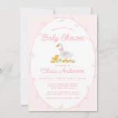 Schattigee Goose Pink Girl Baby shower Kaart (Voorkant)