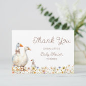 Schattigee Goose Wildflower Baby shower Dank u Kaart (Staand voorkant)