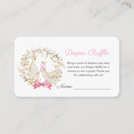 Schattigee Goose Wildflower Baby shower Luier Raff Informatiekaartje (Voorkant)
