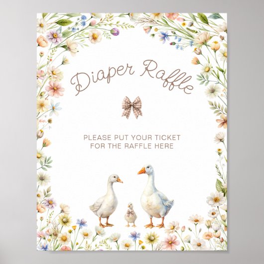 Schattigee Goose Wildflower Baby shower Luier Raff Poster (Voorkant)