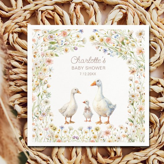 Schattigee Goose Wildflower Baby shower Servet