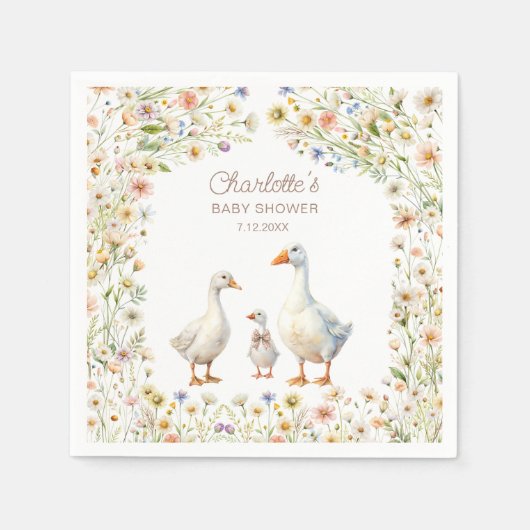 Schattigee Goose Wildflower Baby shower Servet (Voorkant)