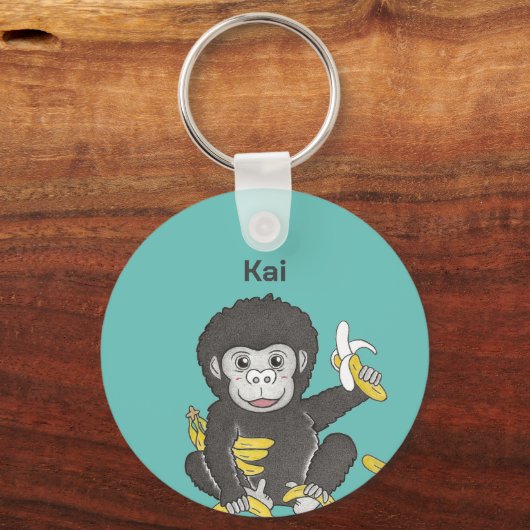 Schattigee Gorilla Dierennaam Sleutelhanger (Voorkant)