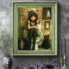 Schattigee Gothic Fairy Het dragen van Cat Ears op Poster