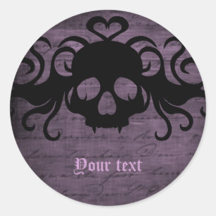 Schattigee gothic fanged vampier schedel donker pa ronde sticker