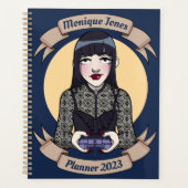 Schattigee Gothic Gamer Meisje Cartoon Tekening Na Planner (Voorkant)