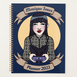 Schattigee Gothic Gamer Meisje Cartoon Tekening Na Planner