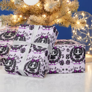 Schattigee Gothic Meisje Paarse & Zwarte Gotische Cadeaupapier