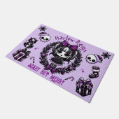 Schattigee Gothic Meisje Paarse & Zwarte Gotische  Deurmat (Schuin)