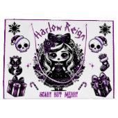 Schattigee Gothic Meisje Paarse & Zwarte Gotische  Groot Cadeauzakje (Achterkant)