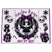 Schattigee Gothic Meisje Paarse & Zwarte Gotische  Groot Cadeauzakje (Voorkant)