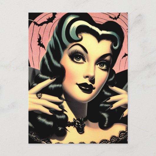 Schattigee Gothic Pin-up Briefkaart (Voorkant)