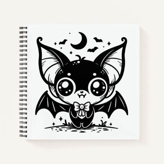 Schattigee Gothic Vampier Bat Spooky Kawaii Notitieboek (Voorkant)