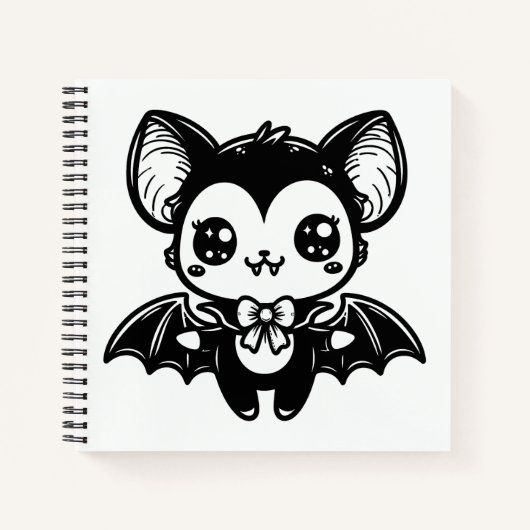 Schattigee Gothic Vampier Bat Spooky Kawaii Notitieboek (Voorkant)