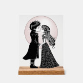 Schattigee Gotische Emo Kinder Kus Valentijnsdag Acryl Bord (Voorkant)