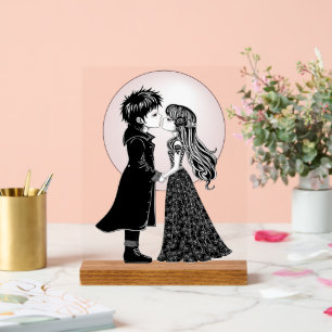 Schattigee Gotische Emo Kinder Kus Valentijnsdag Acryl Bord