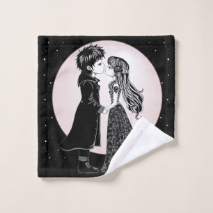 Schattigee Gotische Emo Kinder Kus Valentijnsdag Bad Handdoek