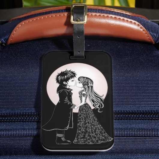 Schattigee Gotische Emo Kinder Kus Valentijnsdag Bagagelabel (Voorkant Insitu 2)