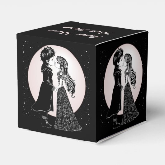 Schattigee Gotische Emo Kinder Kus Valentijnsdag Bedankdoosjes (Achterkant)