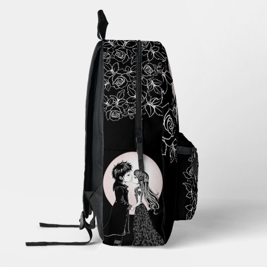Schattigee Gotische Emo Kinder Kus Valentijnsdag Bedrukte Rugzak (Links)
