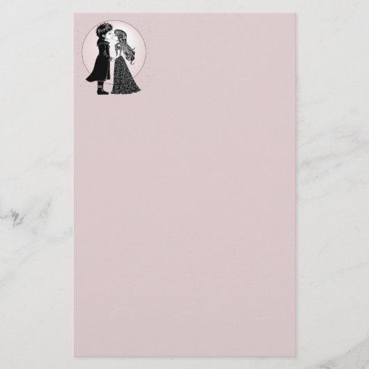 Schattigee Gotische Emo Kinder Kus Valentijnsdag Briefpapier (Voorkant)