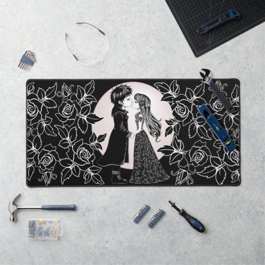 Schattigee Gotische Emo Kinder Kus Valentijnsdag Bureaumat (Werkstation)