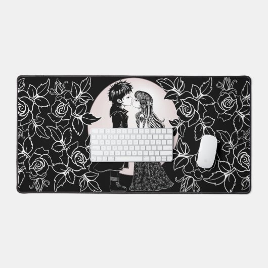 Schattigee Gotische Emo Kinder Kus Valentijnsdag Bureaumat (Keyboard & Muis)