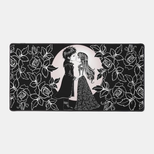 Schattigee Gotische Emo Kinder Kus Valentijnsdag Bureaumat (Voorkant)