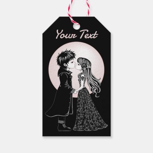 Schattigee Gotische Emo Kinder Kus Valentijnsdag Cadeaulabel (Voorkant)