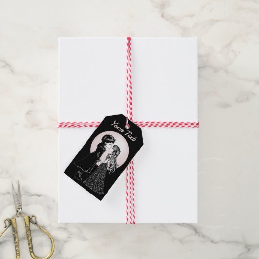 Schattigee Gotische Emo Kinder Kus Valentijnsdag Cadeaulabel (Met Touw)