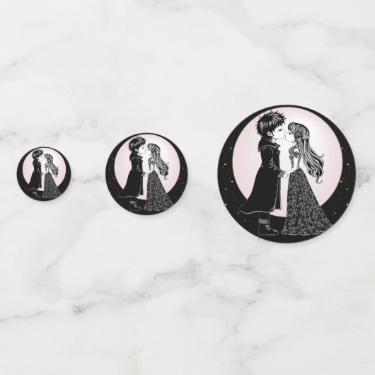 Schattigee Gotische Emo Kinder Kus Valentijnsdag Confetti (Achterkanten)