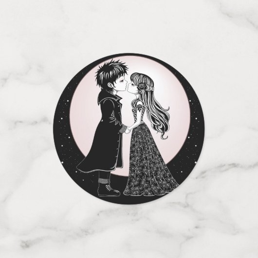 Schattigee Gotische Emo Kinder Kus Valentijnsdag Confetti (Kleine voorkant)