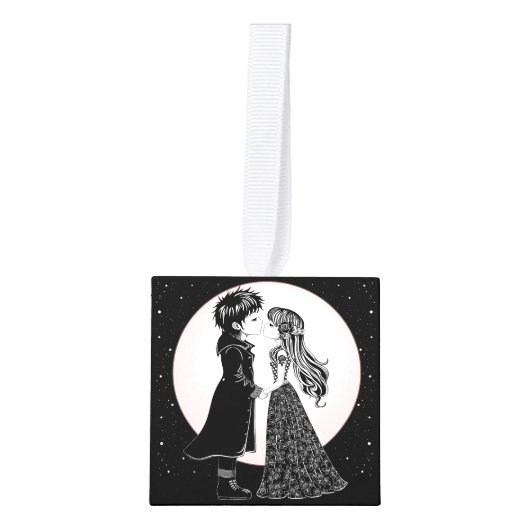 Schattigee Gotische Emo Kinder Kus Valentijnsdag Decoratie (Voorkant)