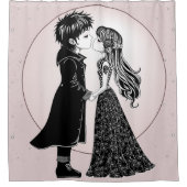 Schattigee Gotische Emo Kinder Kus Valentijnsdag Douchegordijn (Voorkant)